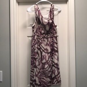 Abria Purple and White Drop Neck Cocktail Dress